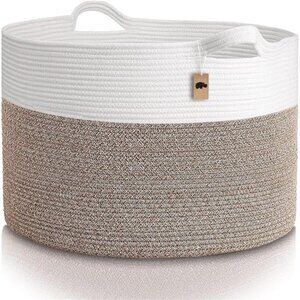 XXXL Large Cotton Rope Basket (22"x14") 100% Natural Cotton! Rope Basket